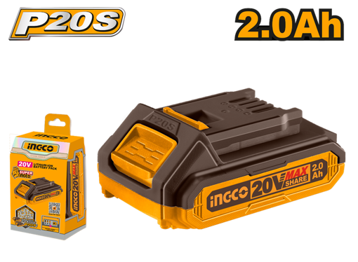 Imagen de BATERIA LITIO 2.0 AH 20V VOLT INGCO PARA LINEA MULTIPLE HERRAMIENTAS FBLI20011