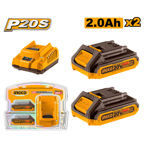 Imagen de Kit 2 Baterías INGCO 20V 2Ah P20S + Cargador Rápido