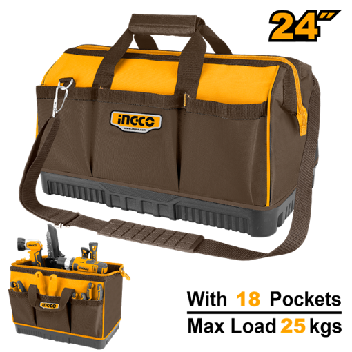 Imagen de Bolso de Herramientas 24" con 18 Bolsillos Base Reforzada Ingco HTBG09