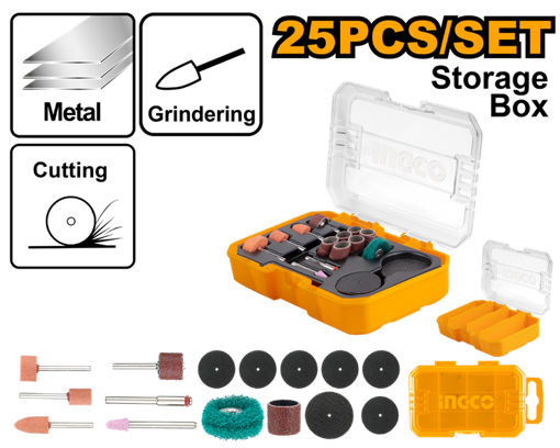 Imagen de Set 25 Piezas Accesorios Mini Torno INGCO AKMG5024