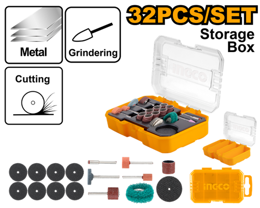 Imagen de Set 32 Piezas Accesorios Mini Torno INGCO AKMG5031