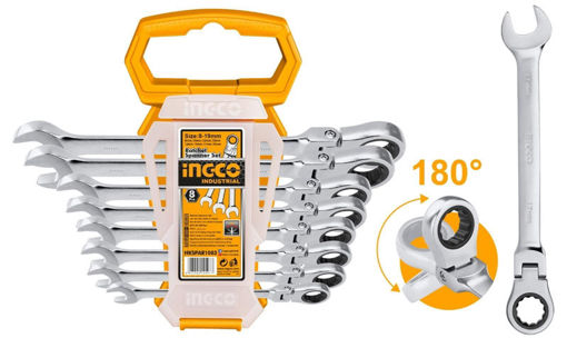 Imagen de JUEGO DE 8 LLAVES C CRIQUE FLEXIBLE COMBINADAS INGCO HKSPAR1083