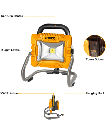 Imagen de FOCO LED A BATERIA 20V P20S INGCO CWLI2025