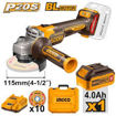 Imagen de Kit Amoladora Angular 20V Brushless INGCO + Valija