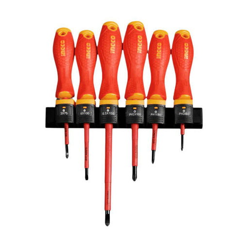 Imagen de JUEGO 6 DESTORNILLADORES AISLADOS INGCO IMANTADO