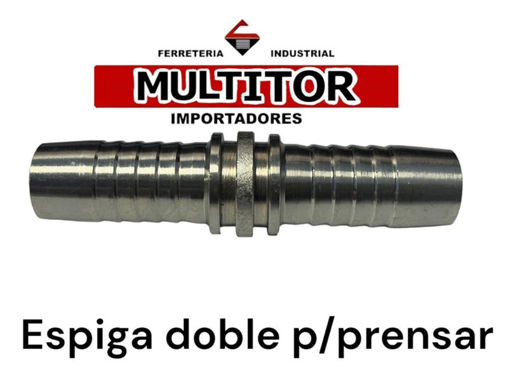 Imagen de Espiga Doble para Prensar Manguera Hidráulica 1" Acero Cincado