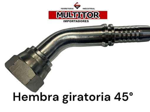 Imagen de Puntero Hidráulico Hembra Giratoria 45° BSP 3/4" × Espiga 1/2"