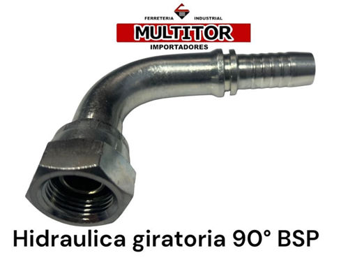 Imagen de Puntero Hidráulico Hembra Giratoria 90° BSP 3/4" × Espiga 1/2"