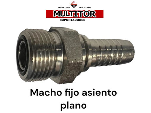 Imagen de Puntero Hidráulico Macho Fijo Asiento Plano 1 × Espiga 1/2"
