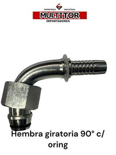 Imagen de Puntero Hidráulico Hembra Giratoria 90° Tubo OD 10mm / M16 × Espiga 5/16"