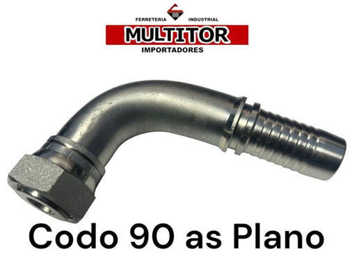 Imagen de Puntero Hidráulico Hembra Giratoria 90° Asiento Plano 1 × Espiga 1/2"