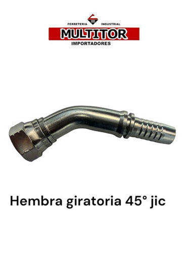 Imagen de Puntero Hidráulico Hembra Giratoria 45° JIC 7/8 × Espiga 5/8"