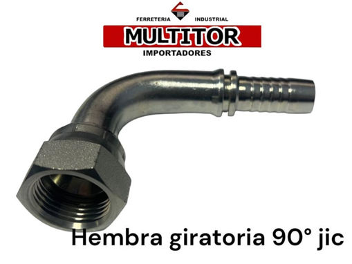 Imagen de Puntero Hidráulico Hembra Giratoria 90° JIC 9/16 × Espiga 3/8"