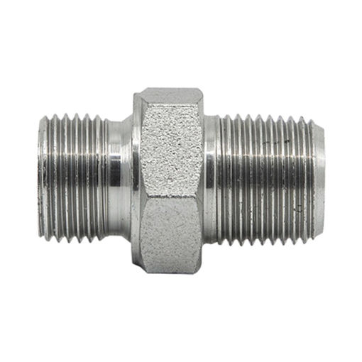 Entrerrosca Hidraulica 1/4" BSP Paralela x BSPT Conica Macho Doble Acero