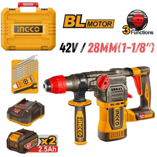Imagen de Rotomartillo Inalámbrico INGCO 42V SDS-Plus 4.5J c/2 Baterías 2.5Ah